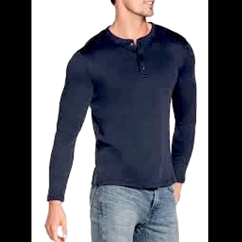 SKECHERS Men’s Black Long Sleeve Henley Button Up Crewneck Shirt Size Large
